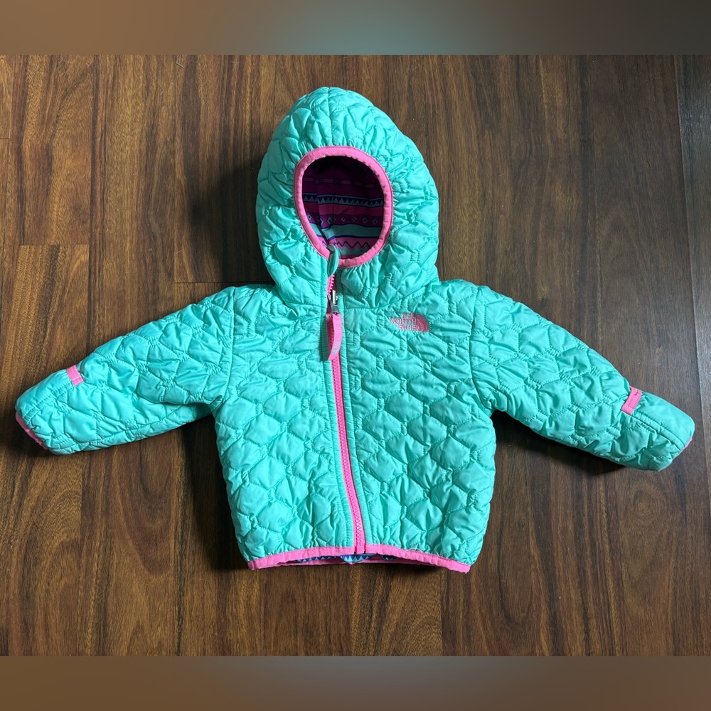 The North Face Kids Aqua Puffer Jacket with Pink Trim